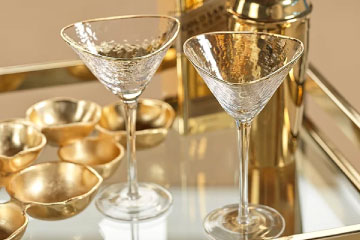 Zodax Kampari Triangular Martini Glasses with Gold Rim